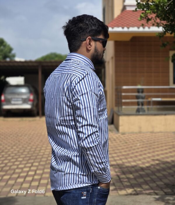 Cottrixs Mens Classec Blue Stripe Shirt-Office Essential