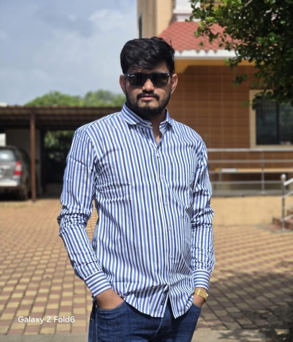 Cottrixs Mens Classec Blue Stripe Shirt-Office Essential