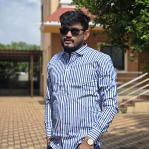 Cottrixs Mens Classec Blue Stripe Shirt-Office Essential