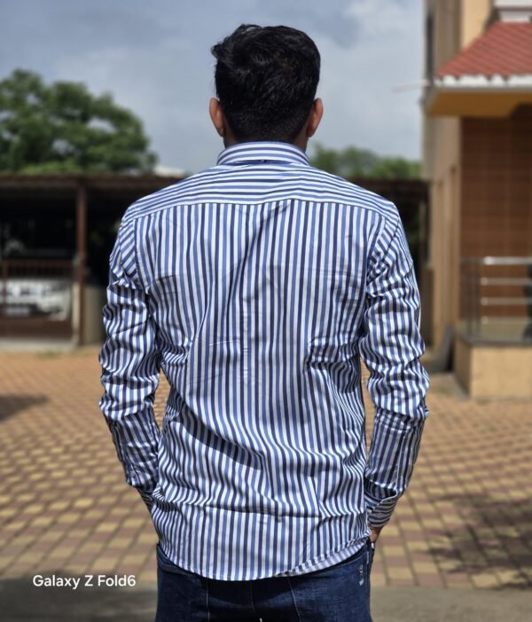 Cottrixs Mens Classec Blue Stripe Shirt-Office Essential