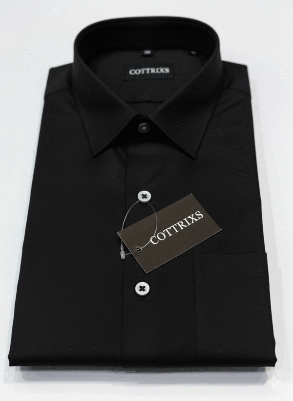 Cottrixs Premium Silk Cotton Black Shirt - Image 2