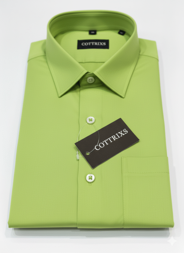 Cottrixs Lite Parrot Green Silk Cotton Shirt - Image 2