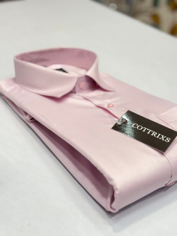 Cottrixs Men's Pink Silk Cotton Formal Shirt - Image 3