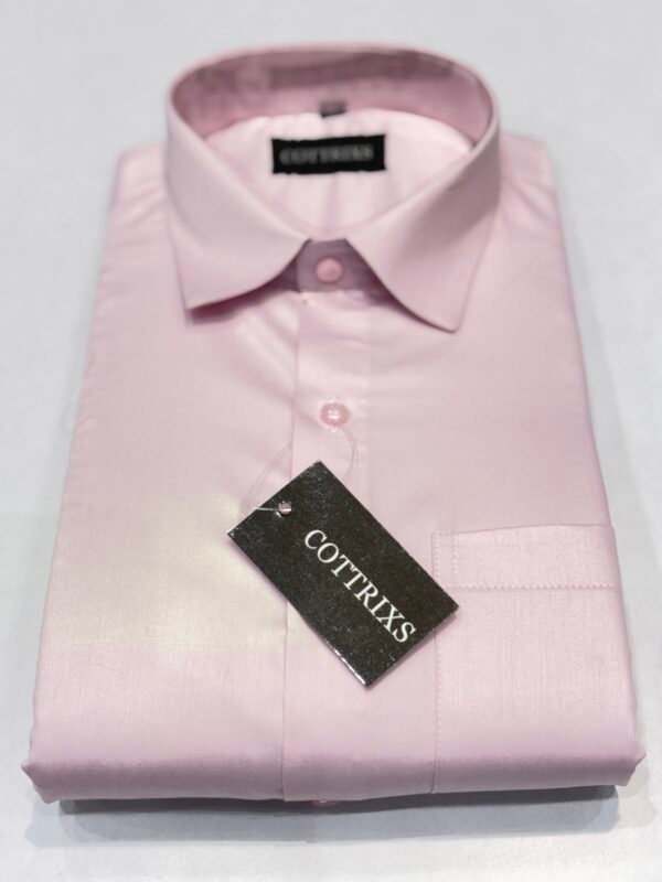 Cottrixs Men's Pink Silk Cotton Formal Shirt - Image 2